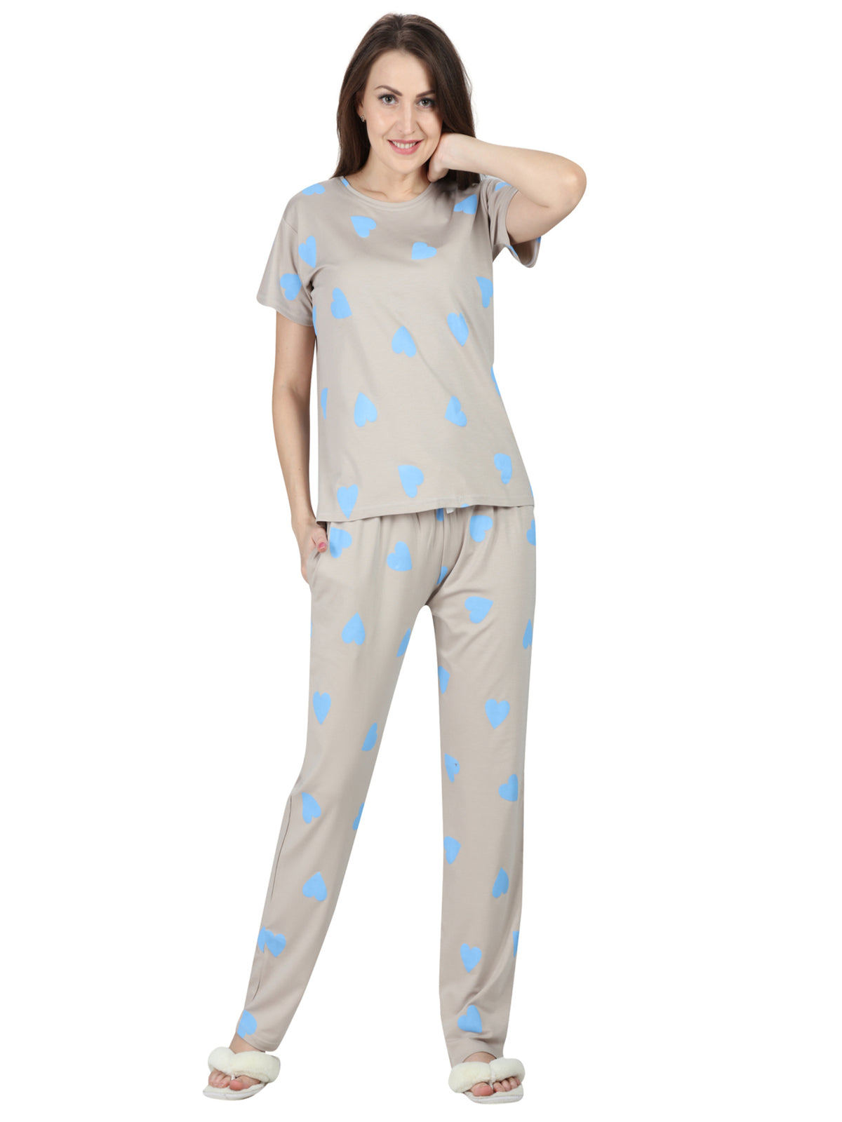 Velure Blue Heart Print Pajama Set
