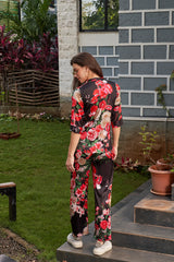 Velure Exclusive Floral Print Satin Night Suit