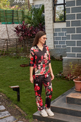 Velure Exclusive Floral Print Satin Night Suit