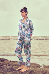 Blossomy Print Satin Night Suit