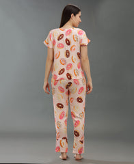 Lovely Donut Print Night Suit