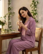 Velure Classic Wine Cotton Night Suit