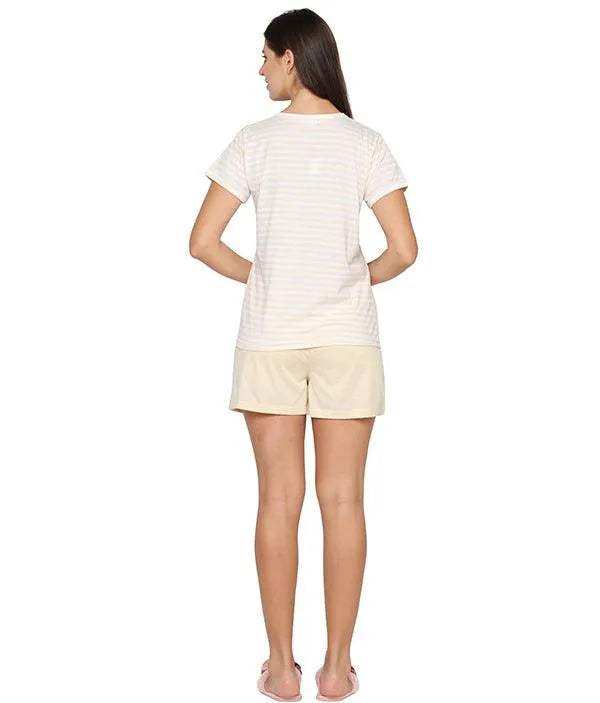 Stripes Shorts Set - Velure - Short sets - Cotton, Half Sleeves, Round neck, Shorts, Stripes