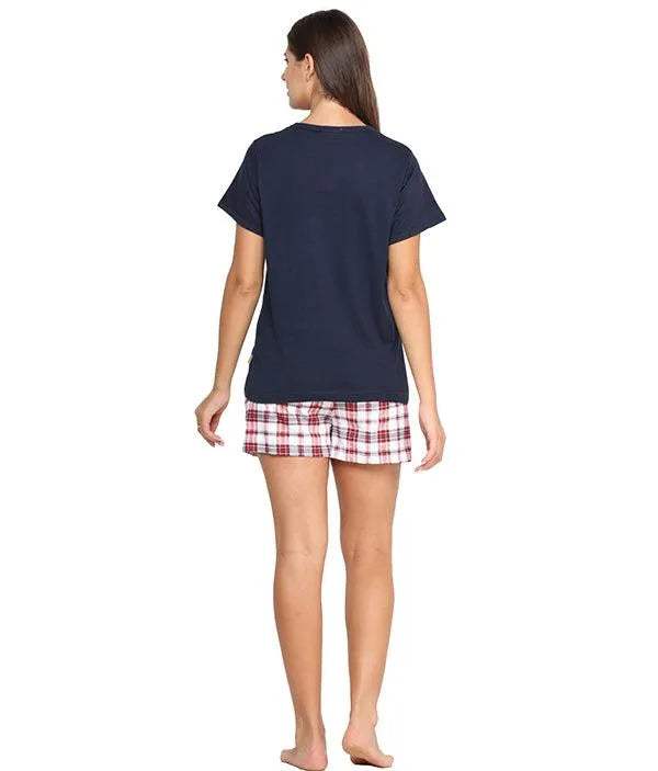 Velure Printed Tshirt and Short for Women - Velure - T-Shirt and Shorts - Cotton, Half Sleeves, Printed, Round neck, Shorts