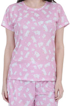 Rabbit Print Shorts Set - Velure - Short sets - Cotton, Half Sleeves, Printed, Round neck, Shorts