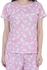 Rabbit Print Shorts Set - Velure - Short sets - Cotton, Half Sleeves, Printed, Round neck, Shorts