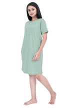 Stars Short Nighty - Velure - Short Nighty - Cotton, Half Sleeves, Knee Length, Printed, Round neck