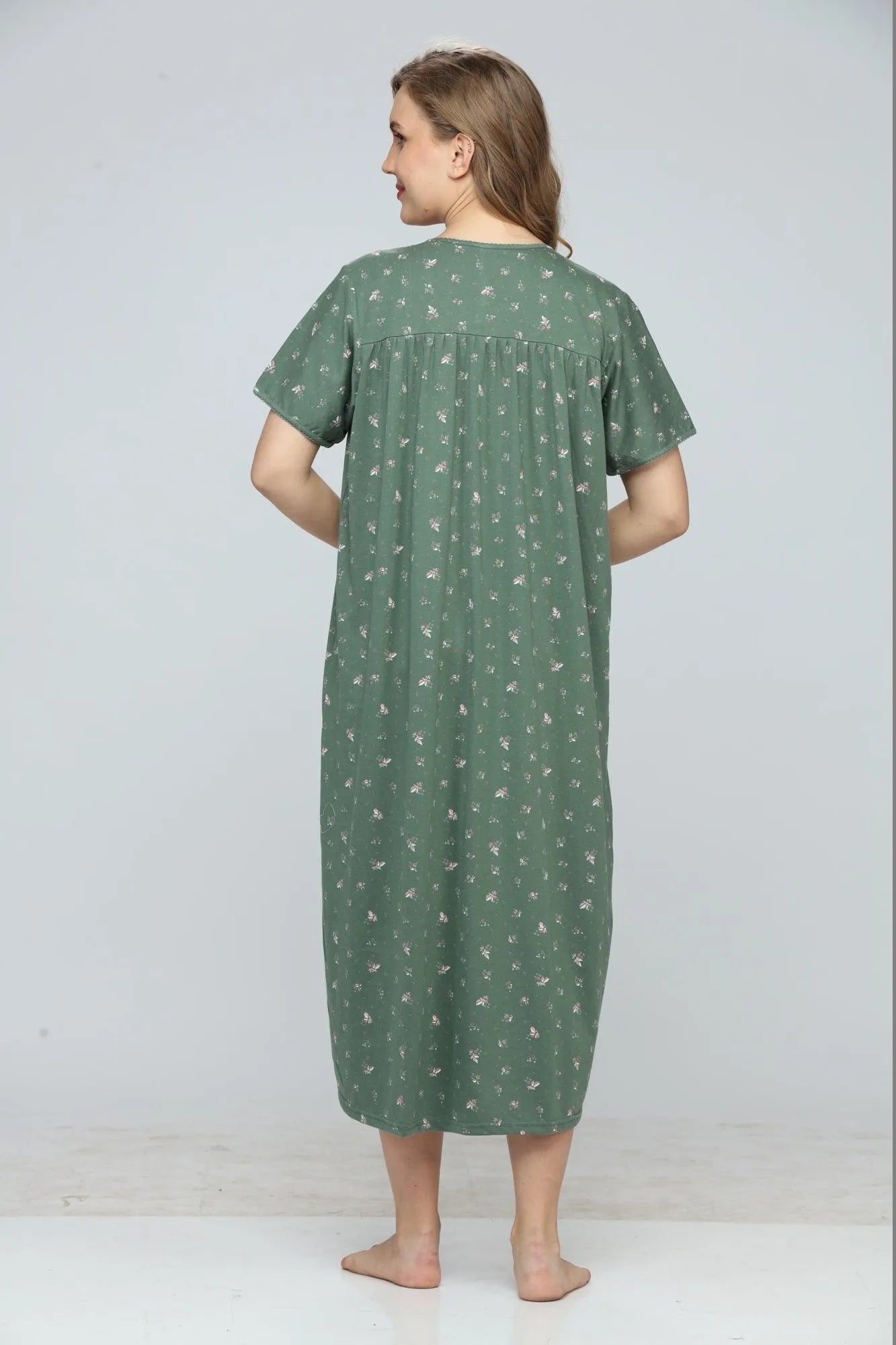 Velure Blossom Bliss Printed Short Nightdress - Velure, Short Nightdress, If you are looking for a comfortable and soft nighty to sleep in, you will love this cotton nighty. This nighty is made of pure cotton fabric that will keep you cool and cozy all night long. The nighty has a simple and elegant design, with a round neck, short sleeves and a knee-length hem.