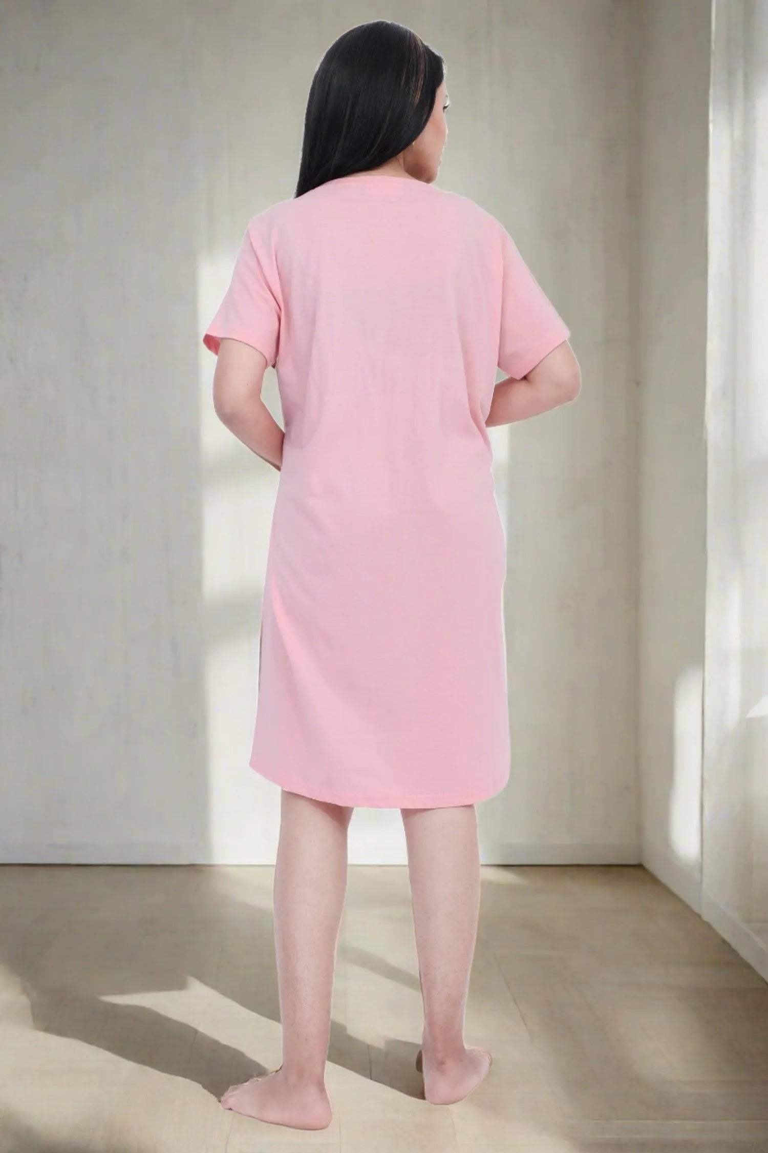 Velure Cotton Printed Short Nighty - Velure - Short Nighty - Cotton, Half Sleeves, Knee Length, Printed, Round neck