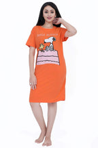 Velure Snoopy Dog Short Nighty - Velure - Short Nighty - Cotton, Half Sleeves, Knee Length, Printed, Round neck