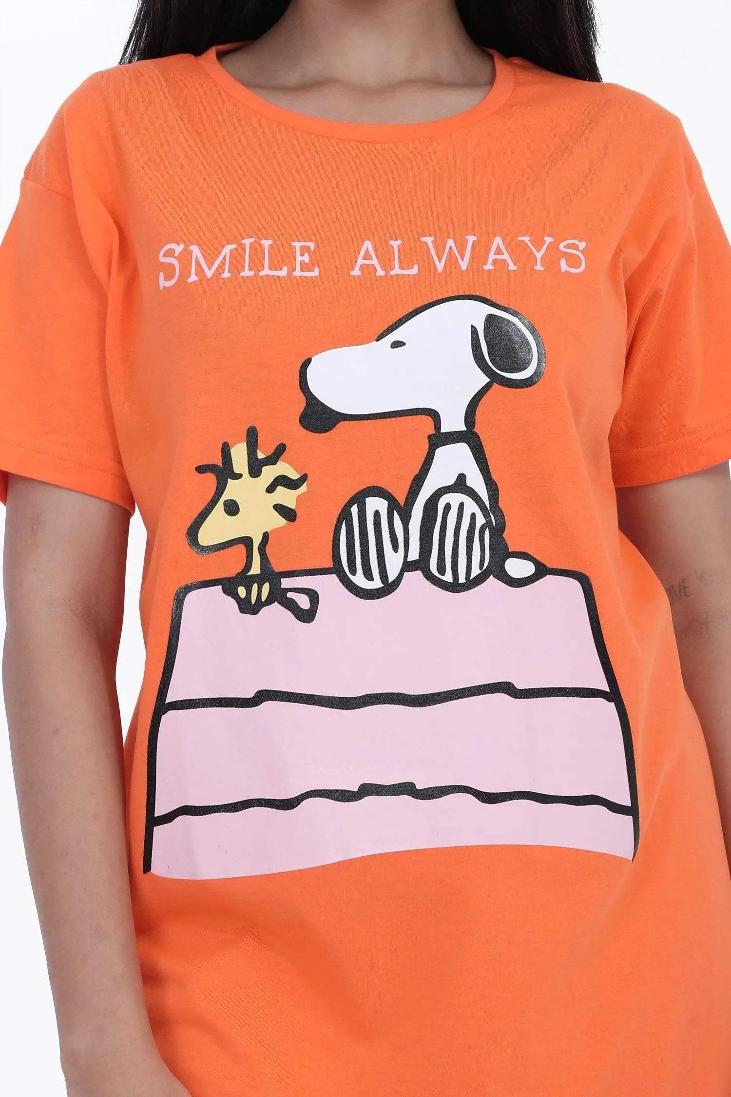 Velure Snoopy Dog Short Nighty - Velure - Short Nighty - Cotton, Half Sleeves, Knee Length, Printed, Round neck