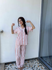 Velure Stripe Co-ord Set for her - Velure, Shirt and Pant, Elevate your wardrobe with Velure's Stripe Co-Ord Sets for her! Featuring a matching top and bottom with striped patterns in various colours & sizes. Available in crop tops & high-waisted pants, perfect for casual or dressy occasions. Made from comfortable & breathable materials like cotton or linen.