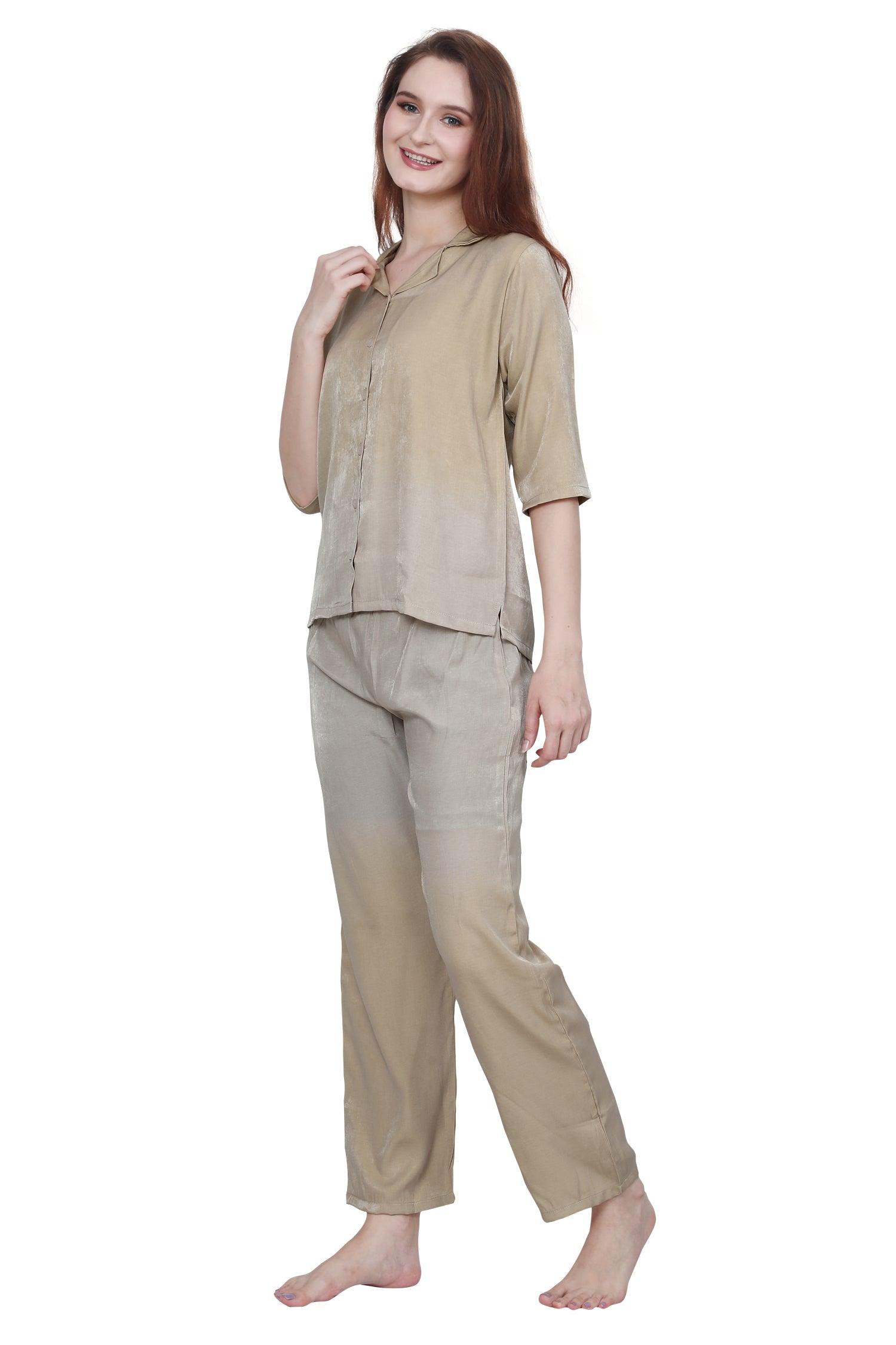 Velure Striking Co-ord Set - Velure - Co-ord Sets - 3/4 Sleeves, Collar Neck, Cotton, Front Button Open, Full Length Pant