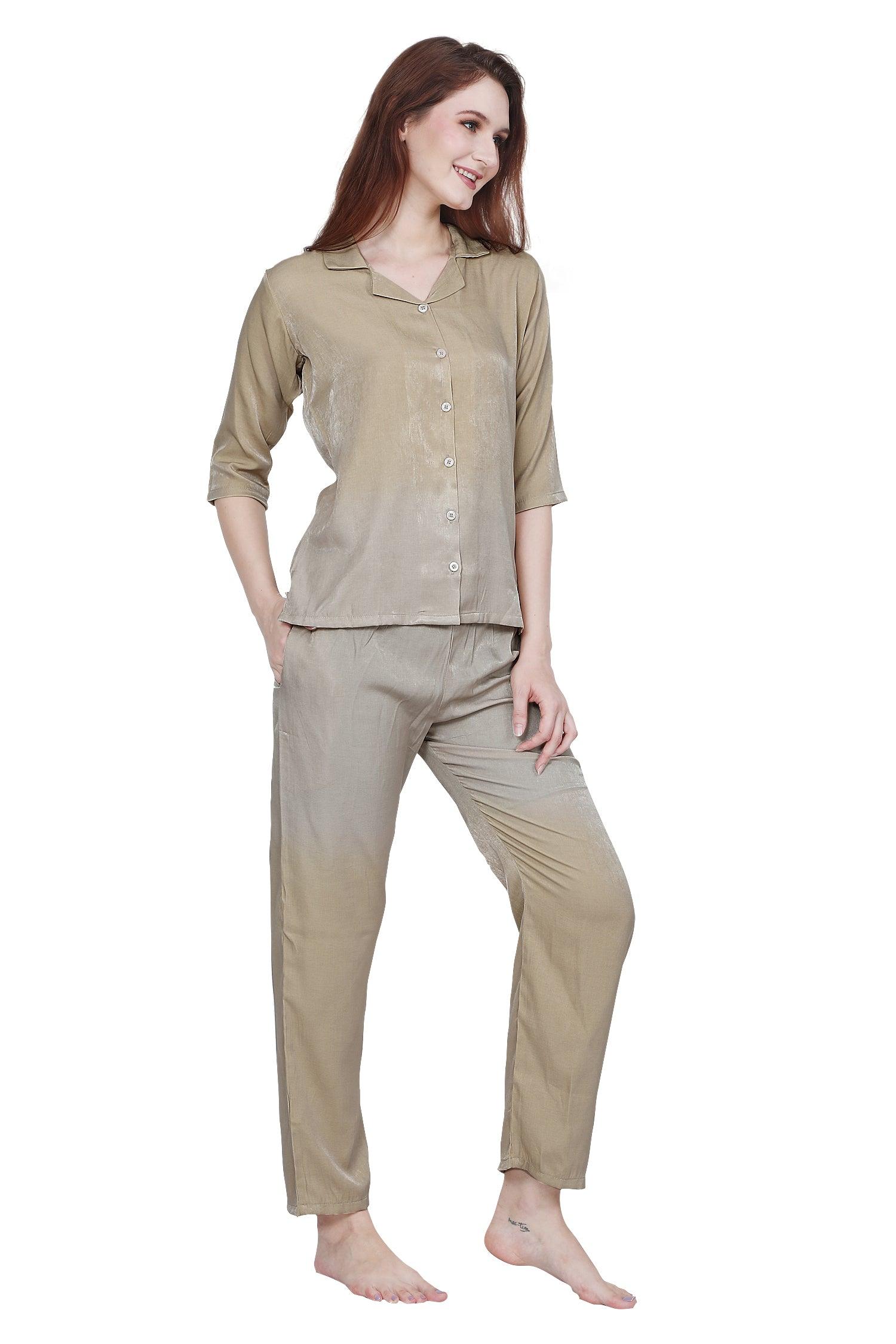 Velure Striking Co-ord Set - Velure - Co-ord Sets - 3/4 Sleeves, Collar Neck, Cotton, Front Button Open, Full Length Pant