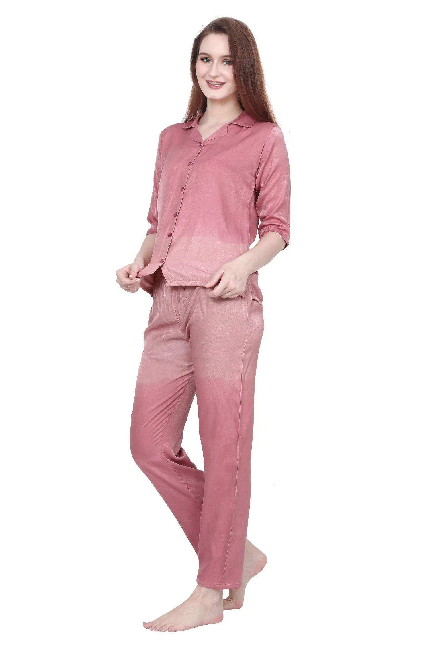 Velure Astonishing Co-ord Set - Velure - - 3/4 Sleeves, Collar Neck, Cotton, Front Button Open, Full Length Pant