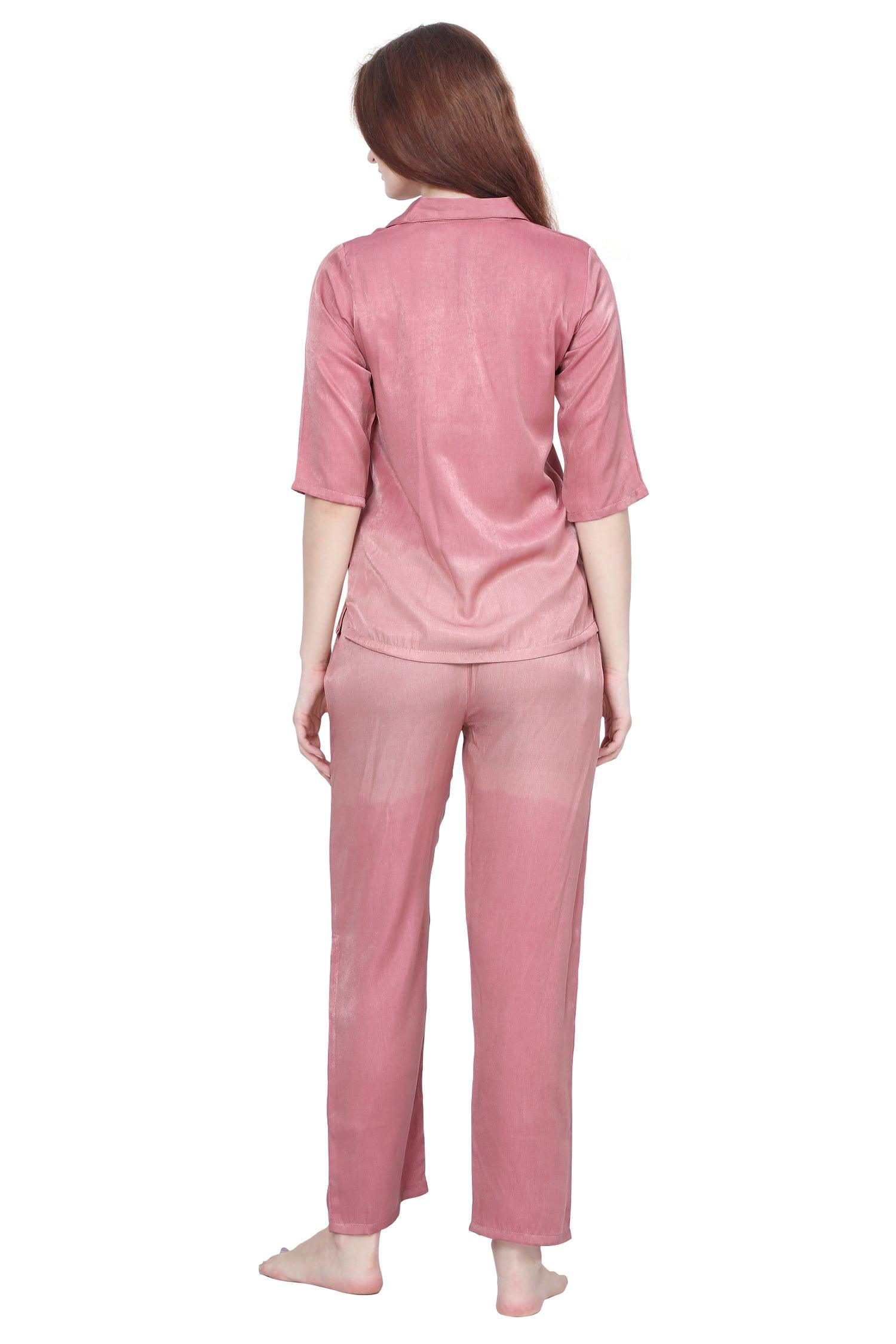 Velure Astonishing Co-ord Set - Velure - Co-ord Sets - 3/4 Sleeves, Collar Neck, Cotton, Front Button Open, Full Length Pant