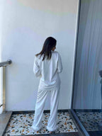 Velure Sleek Fur Satin Night Suit - Velure - Shirt and Pant - Collar Neck, Detail-plainfur, Front Button Open, Full Length Pant, Full Sleeves, Fur, Satin
