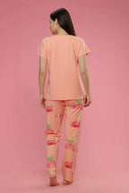 Velure Captivating Floral Print Night Suit - Velure - Shirt and Pant - Cotton, Floral Print, Full Length Pant, Half Sleeves, Round neck