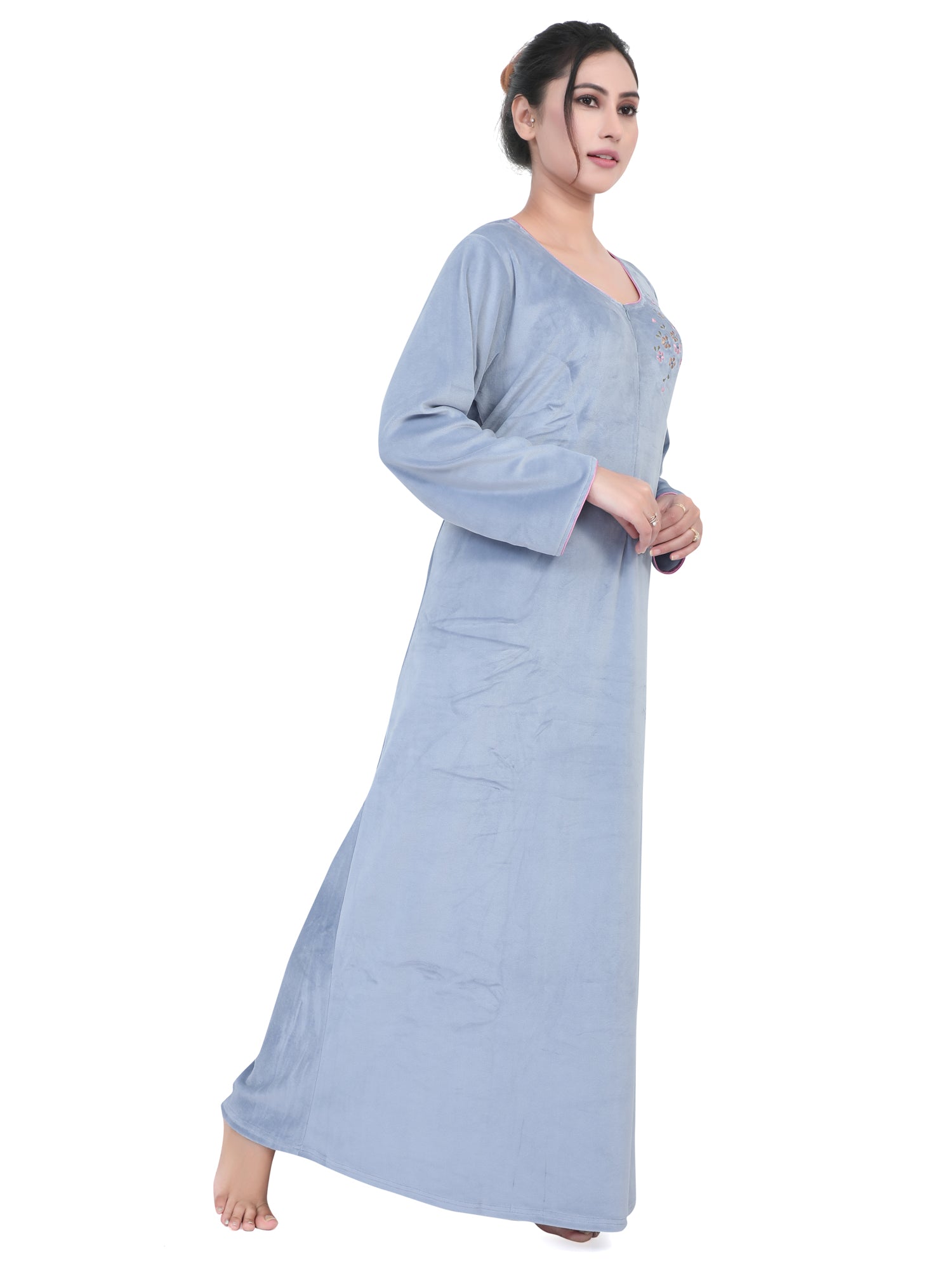 Exquisite Royal Floral Embroidery Stylish Nighty