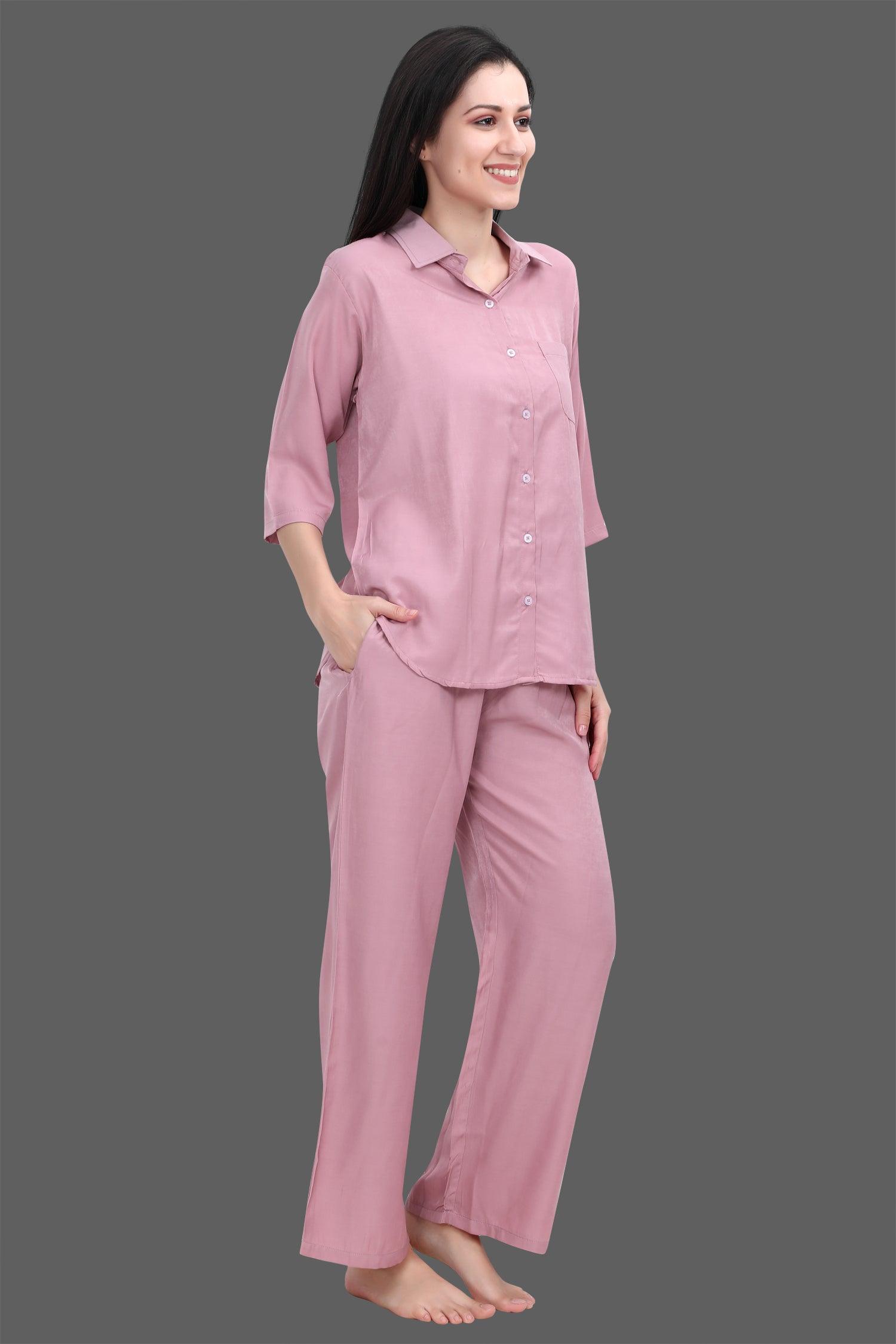 Velure Cool Trendy Palazzo Co-ord Set - Velure - Long Top and Pant - 3/4 Sleeves, Collar Neck, Cotton, Front Button Open, Full Length Pant