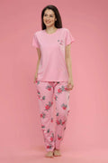 Velure Jazzy Floral Prints Night Suit - Velure - - Cotton, Floral Print, Full Length Pant, Half Sleeves, Round neck