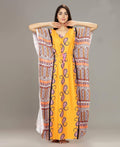 Paisley Printed Kaftan - Velure - Kaftan - Center Drawstring, Cotton, Full Length Nighty, Jaipuri Prints