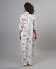 Velure Disty Floral Print Satin Night Suit