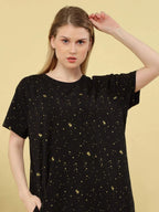 Reindeer Short Nighty (Relaxed Fit) - Velure - Short Nighty - Cotton, Half Sleeves, Knee Length, Printed, Round neck
