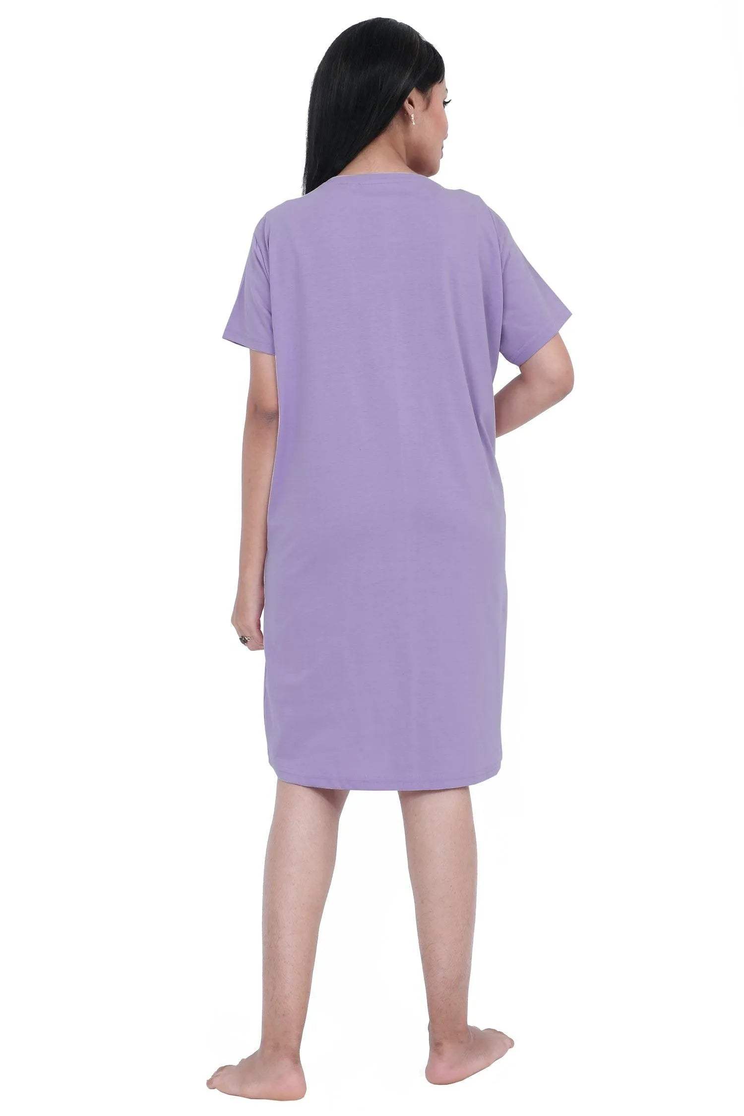 Snoopy Dog Cartoon Short Nighty - Velure - Short Nighty - Cotton, Half Sleeves, Knee Length, Printed, Round neck