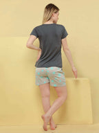 Trendy Foodie Print Shorts Set - Velure - - Cotton, Half Sleeves, Printed, Round neck, Shorts
