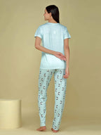 Velure Cute Panda Print Pajama Set - Velure - T-Shirt and Pants - Cotton, Full Length Pant, Half Sleeves, Printed, Round neck
