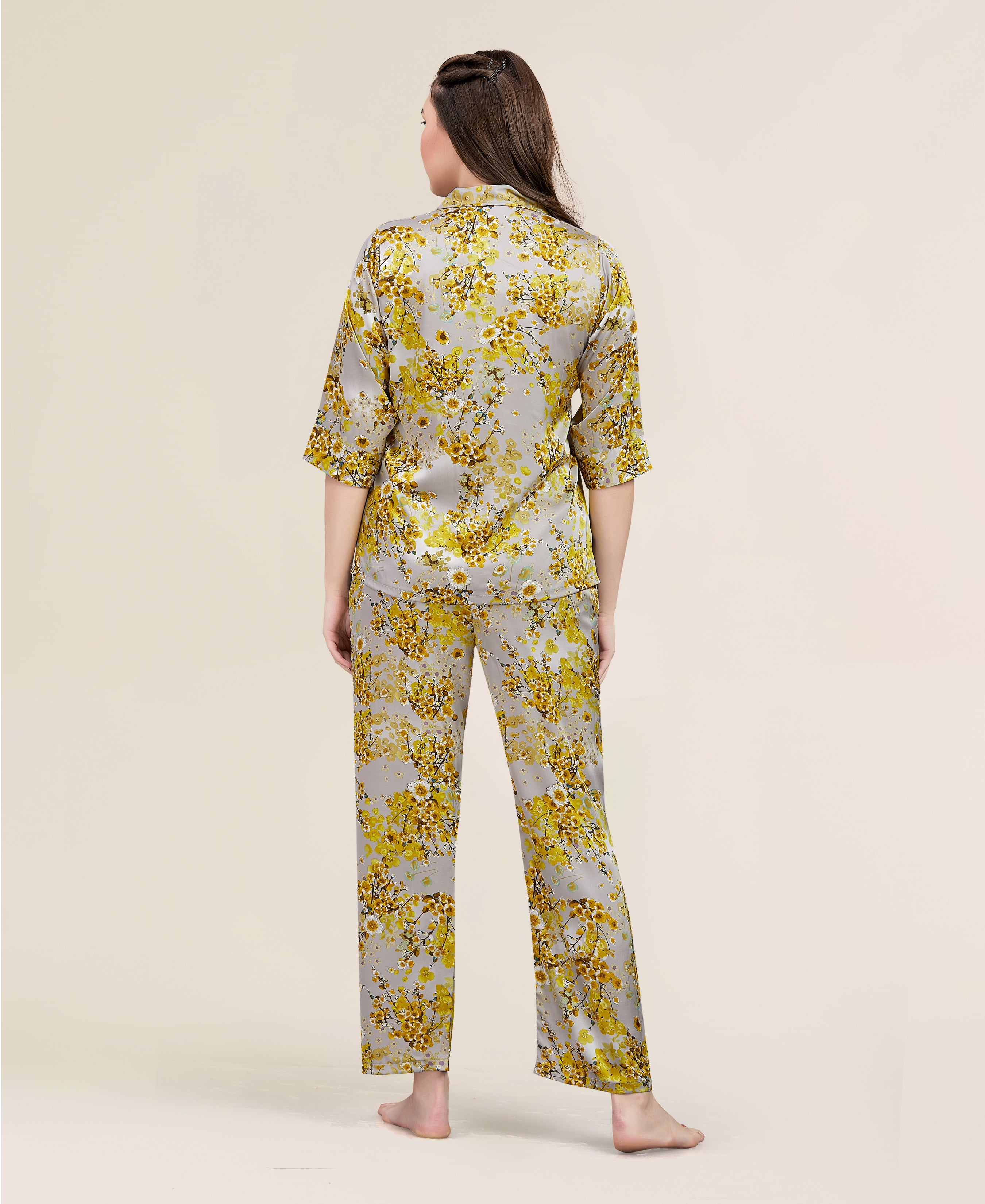 Velure Classic Floral Satin Print Night Suit