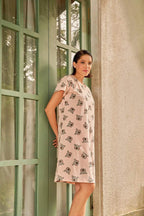 Velure Cute Cartoon Koala Faces Short Nighty - Velure - Short Nighty - Cotton, Half Sleeves, Knee Length, Printed, Round neck