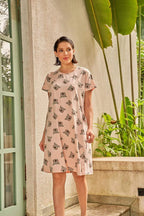 Velure Cute Cartoon Koala Faces Short Nighty - Velure - Short Nighty - Cotton, Half Sleeves, Knee Length, Printed, Round neck