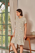 Velure Unicorn Stars Short Nighty - Velure - - Cotton, Half Sleeves, Knee Length, Printed, Round neck