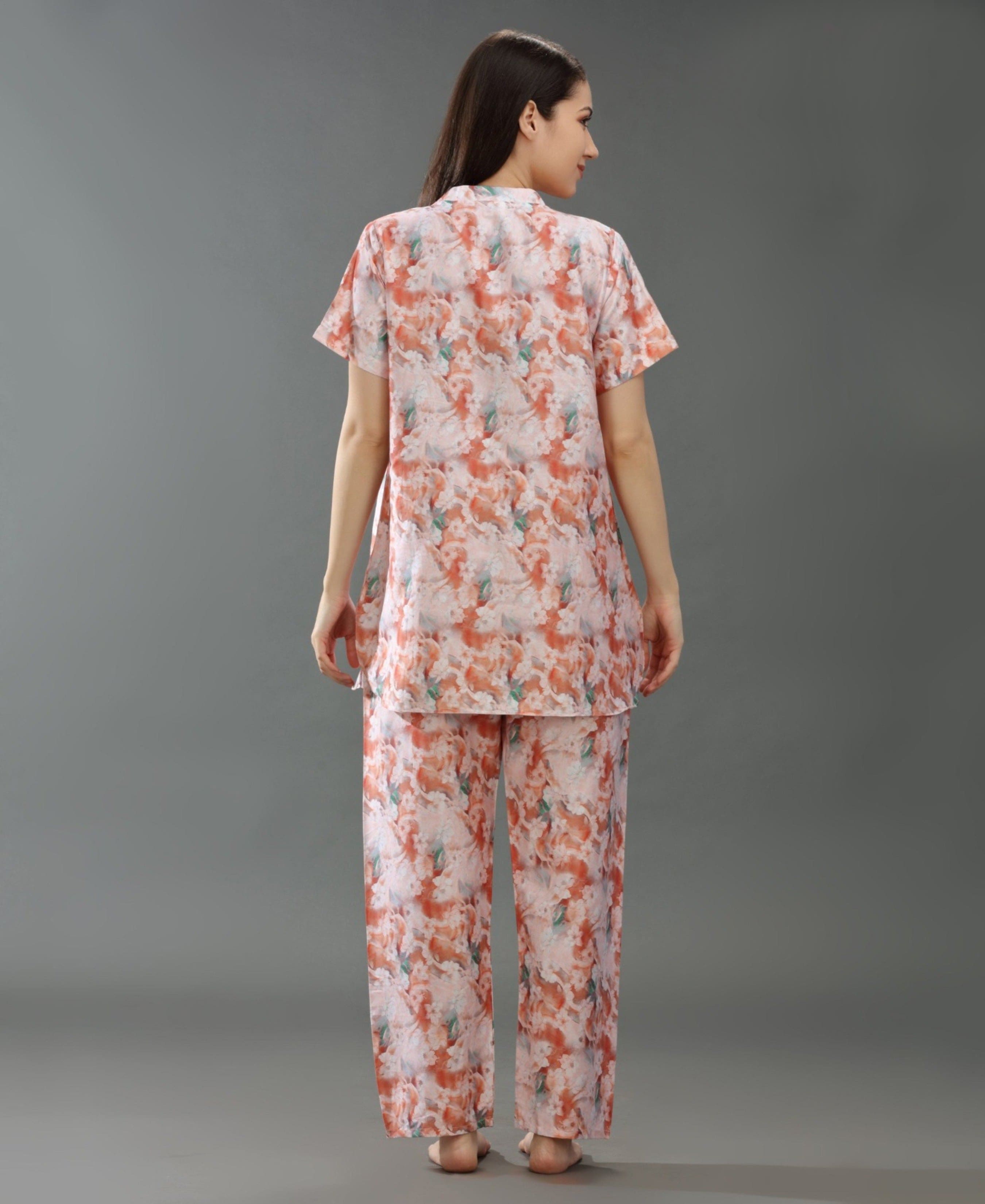 Floral Print Kurti Style Night Suit