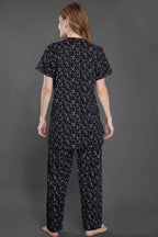 Velure Blooms Print Kurti Style Night Suit - Velure - Long Top and Pant - Cotton, Full Length Pant, Half Sleeves, Long Top Night Suit