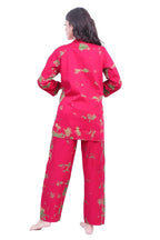 Trendy Tie-Dye Kurti Style Set - Velure - Long Top and Pant - Collar Night Suit, Cotton, Full Length Pant, Full Sleeves, Long Top Night Suit