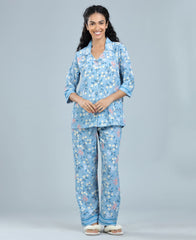 Velure Blossom Printed Satin Night Suit for women