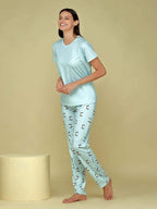 Velure Cute Panda Print Pajama Set - Velure - T-Shirt and Pants - Cotton, Full Length Pant, Half Sleeves, Printed, Round neck
