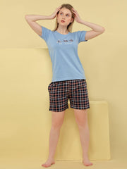 Be Happy Shorts Set - Velure - Short sets - Cotton, Half Sleeves, Printed, Round neck, Shorts