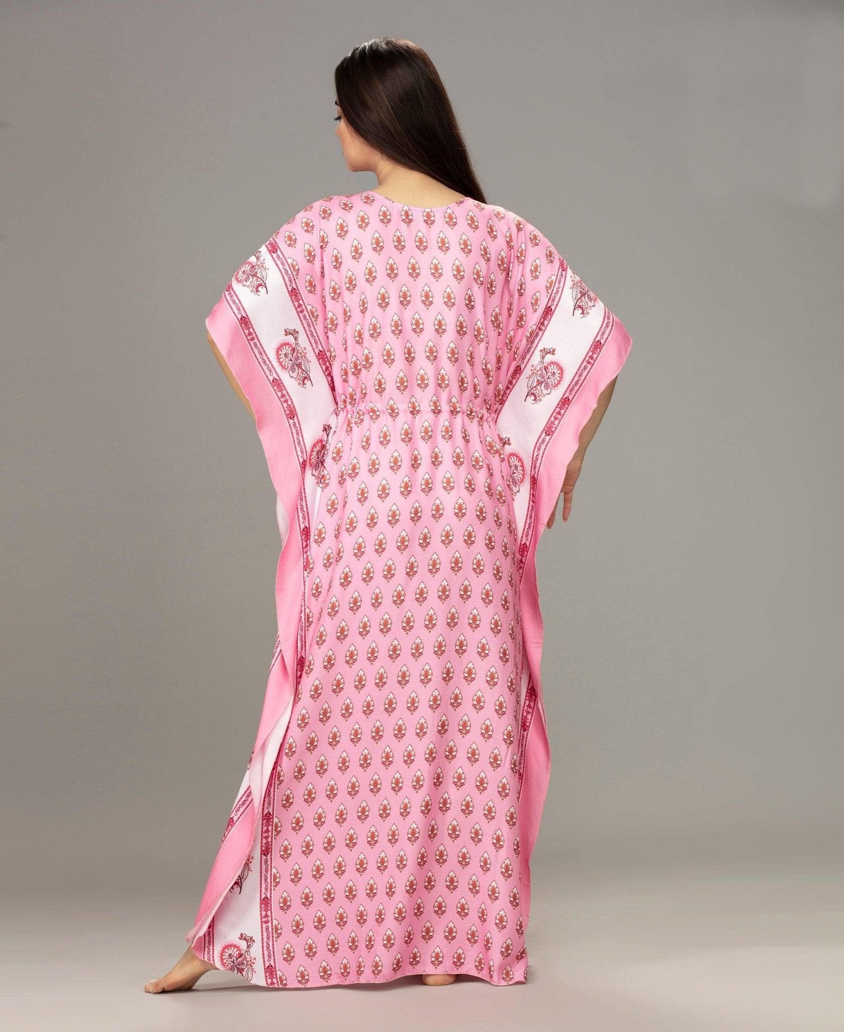 Bold and Beautiful Printed Kaftan - Velure - Kaftan - Center Drawstring, Cotton, Full Length Nighty, Jaipuri Prints