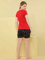 Classic Heart Shorts Set - Velure - - Cotton, Half Sleeves, Printed, Round neck, Shorts