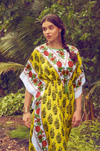 Colorful Printed Kaftan - Velure - Kaftan - Center Drawstring, Cotton, Full Length Nighty, Jaipuri Prints