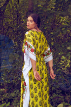 Colorful Printed Kaftan - Velure - Kaftan - Center Drawstring, Cotton, Full Length Nighty, Jaipuri Prints