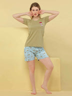 Cute Elephant Shorts Set - Velure - - Cotton, Half Sleeves, Printed, Round neck, Shorts