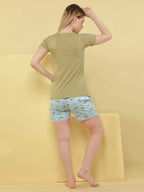 Cute Elephant Shorts Set - Velure - - Cotton, Half Sleeves, Printed, Round neck, Shorts