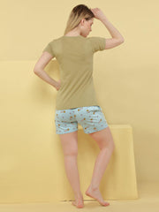 Cute Elephant Shorts Set - Velure - Short sets - Cotton, Half Sleeves, Printed, Round neck, Shorts