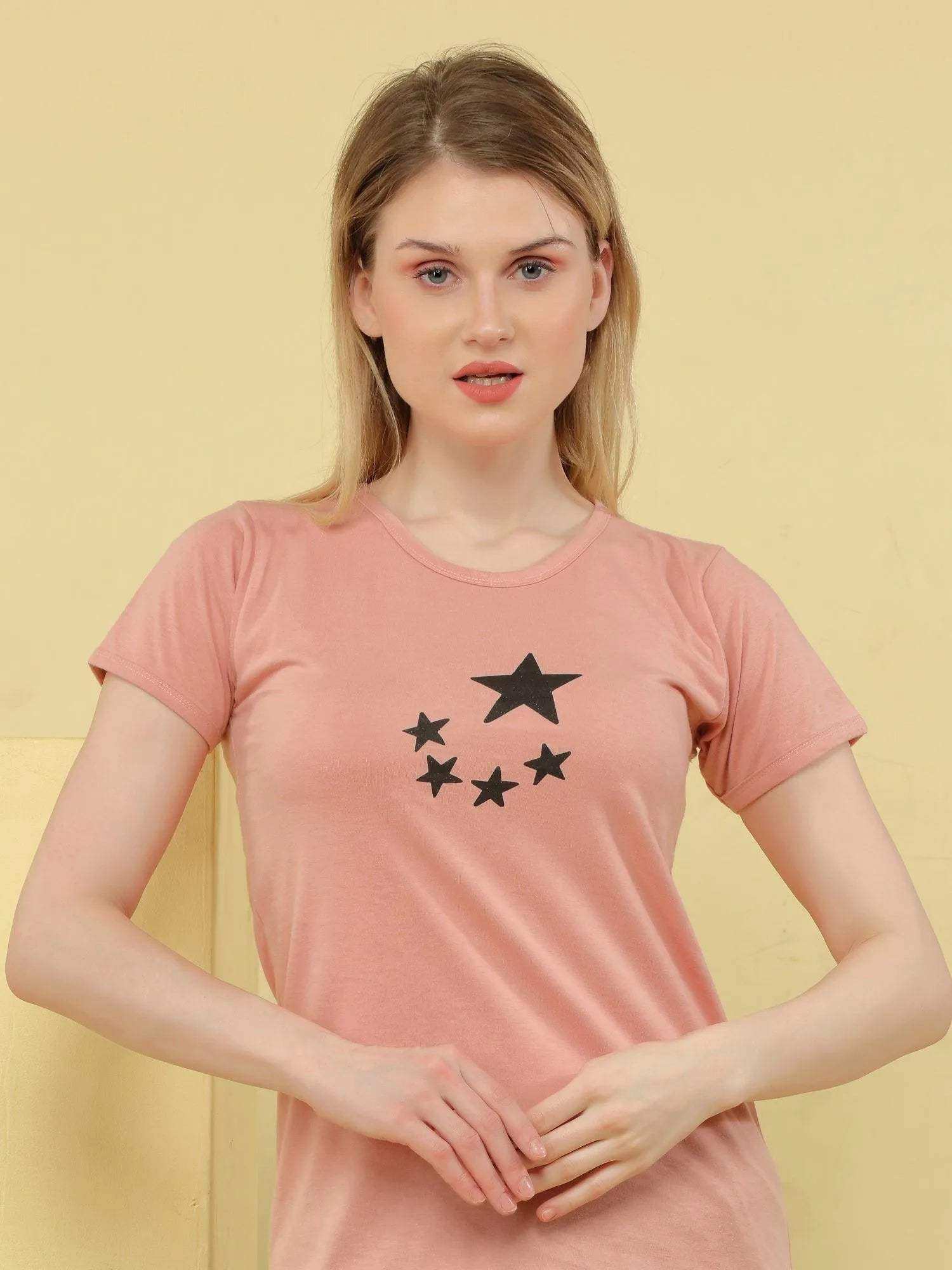 Cute Stars Shorts Set - Velure - Short sets - Cotton, Half Sleeves, Printed, Round neck, Shorts