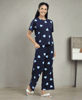 Velure Adorable Heart Print Palazzo Night Suit - Velure - - Full Length Pant, Half Sleeves, Round neck nightsuit